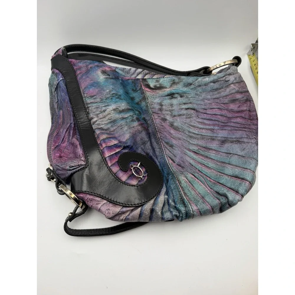 Fendi Iridescent Mermaid Leather Hobo Bag Crystal Rare Made Italy